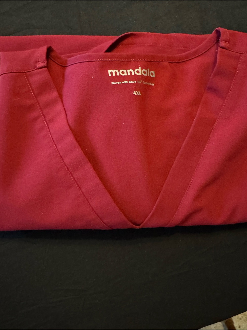 Mandala Women’s V-Neck Scrub Top in Burgundy — 4XL
